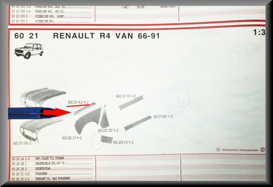 R4 Montagestrip voorscherm links (New Old Stock).