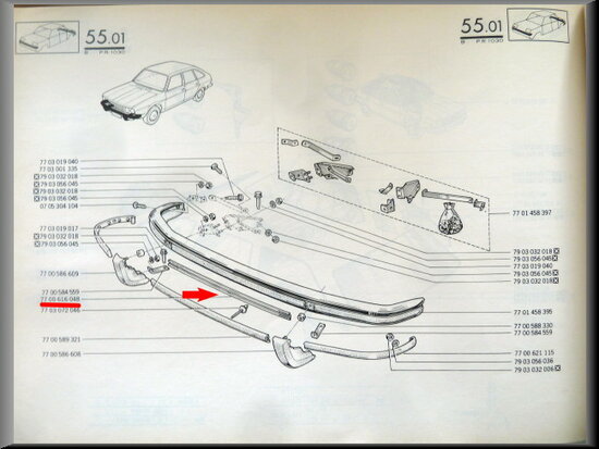 R20-Bumperstrip midden voor (New Old Stock).