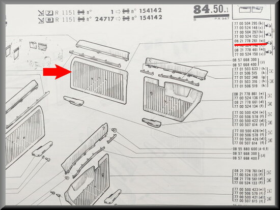 Door lining (brown, color number 13) front right R16 TS.