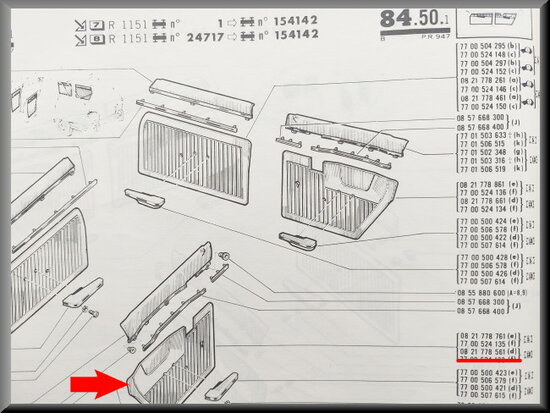 Door lining (brown, color number 13) rear left R16 TS.