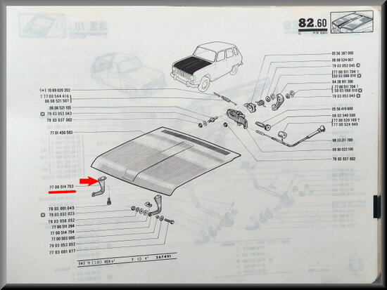 R6 Right bonnet hinge. 