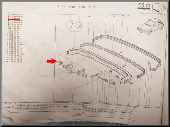 R18 Bumper montage set achterzijde (New Old Stock)