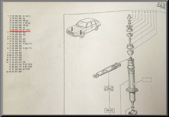 R20-30 Schokdempers voorzijde R1276 (New Old Stock).