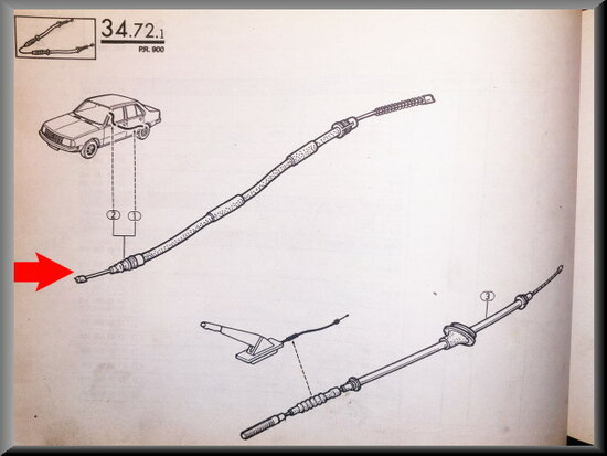 R18 Handbrake cable left (New Old Stock).