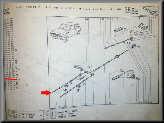 R5: Handbrake cable (New Old Stock).