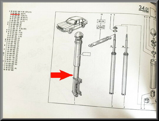 R20-30 Schokdempers (KONI) achter (New Old Stock)..