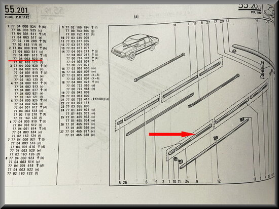 R9: Sierlijst achterzijde links met schroomstrip (New Old Stock).