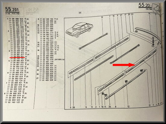 R9: Sierlijst achterscherm linksmet chroomstrip (New Old Stock).