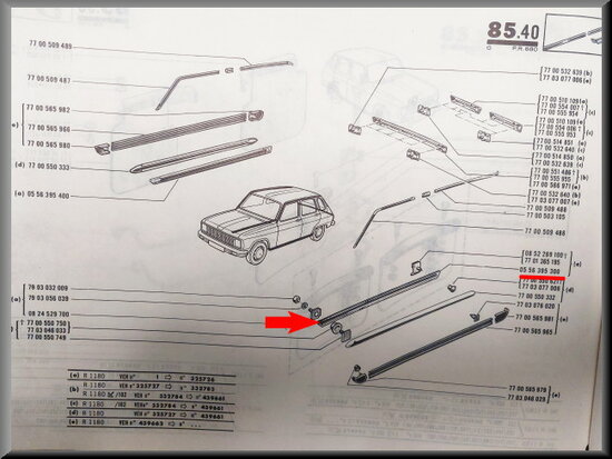 R6: Chroom strip kokerbalk links (New Old Stock).