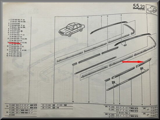 R18: Sierstrip achterdeur links(New Old Stock).