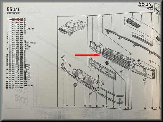 R9-11: Grill zwart (New Old Stock).