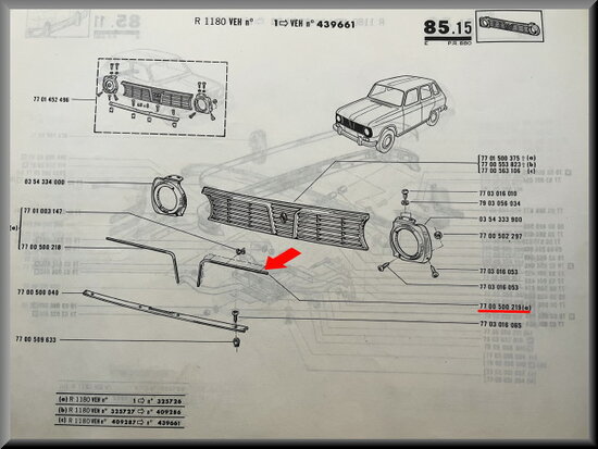 R6- Sierlijst grill links (New Old Stock).