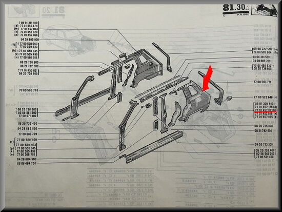 R6: Achterscherm links met slotplaat (New Old Stock).