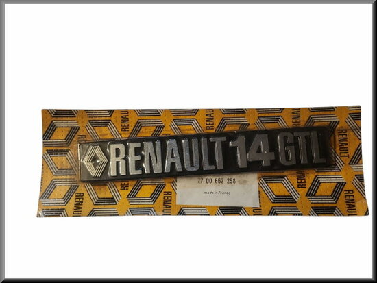 R14: Embleem "Renault 14 GTL"  (Metaal, New Old Stock).