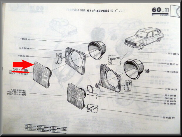 R6 Koplamp rechts (New Old Stock).