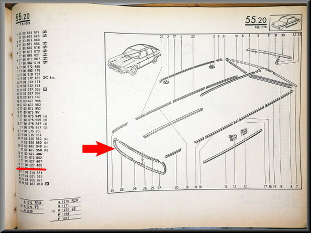 R30 Sierlijst grill rechts (New Old Stock).