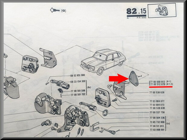 Rear striker plate spacer (1,5mm).