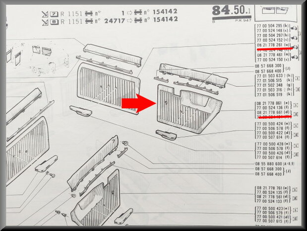 Door lining (brown, color number 13) rear right R16 TS.