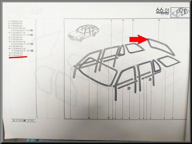 R18 Break  Rear window seal (New Old Stock).