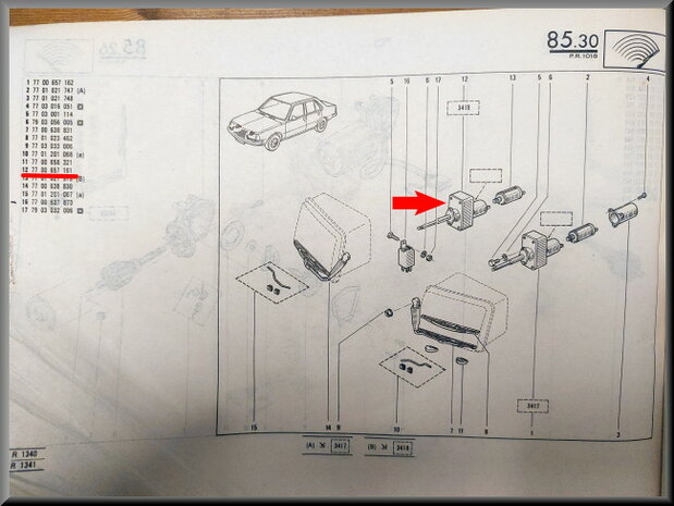 R18 Moteur d'essuie-glace (New Old Stock).