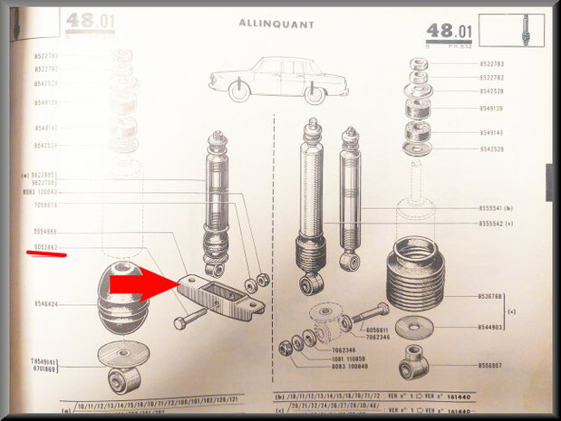 R8-10: Shock absorber support.