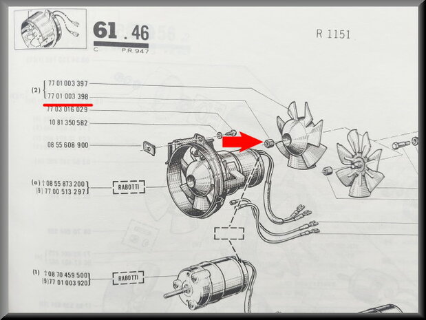 Heater fan propeller screw.