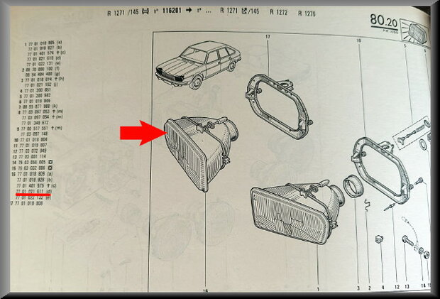 R20 Koplamp rechts H4 (New Old Stock).