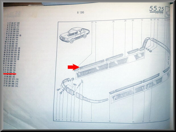 R18 Front right door trim (New Old Stock).