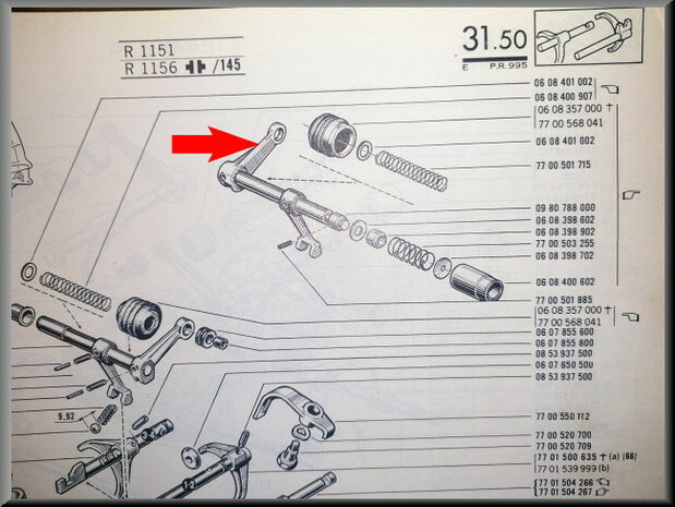 Selector shaft lever.