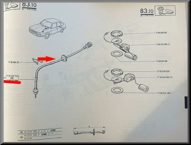 R20-R30: Snelheidsmeter kabel (New Old Stock).