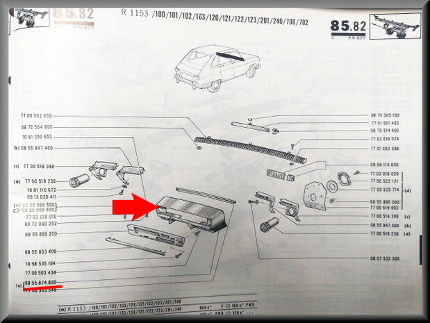 Dashbord frame (R1150-R1152).