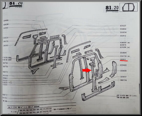 R8-R10: B Stijl links (New Old Stock).