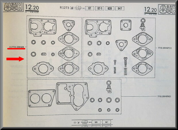 R30-Alpine A110: Caburateur revisieset Solex (New Old Stock).