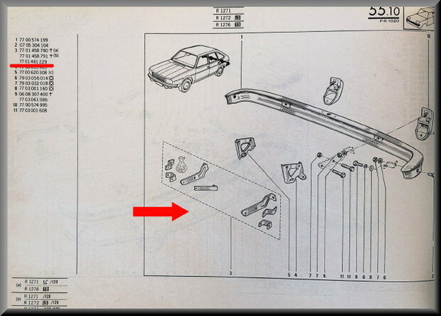 R20-30: Bevestiging set achterbumper (New Old Stock).