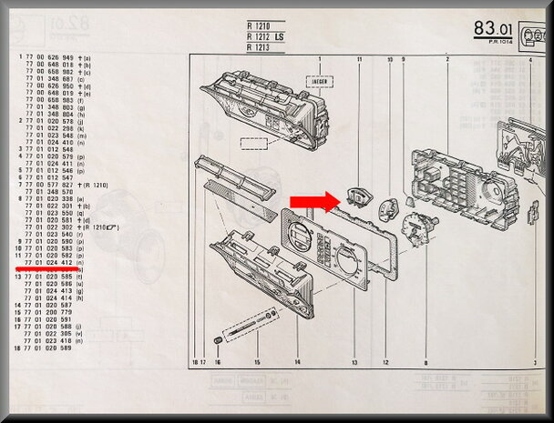 R14: Dashboard meter brandstof verbruik (New Old Stock).