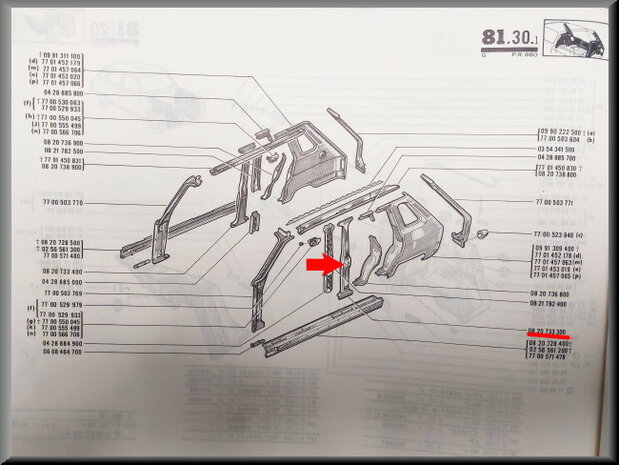 R6: B Stijl links (New Old Stock).