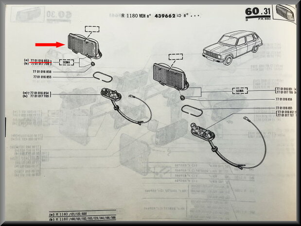 R6: Knipperlicht glas links (New Old Stock).