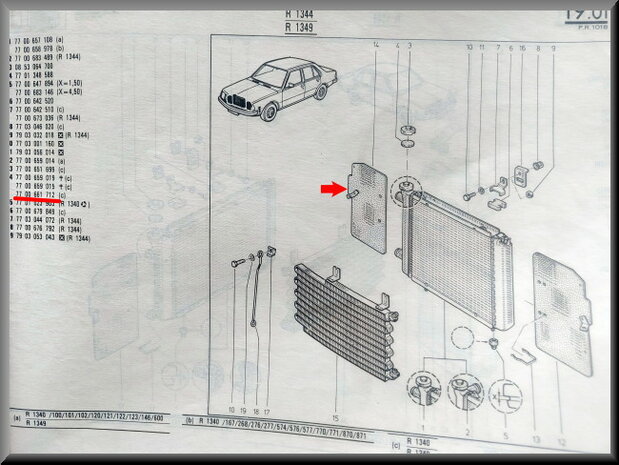 R18: Radiator schot rechts (New Old Stock).