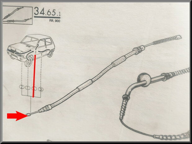 R4-R6: Handremkabel rechts (New Old Stock).